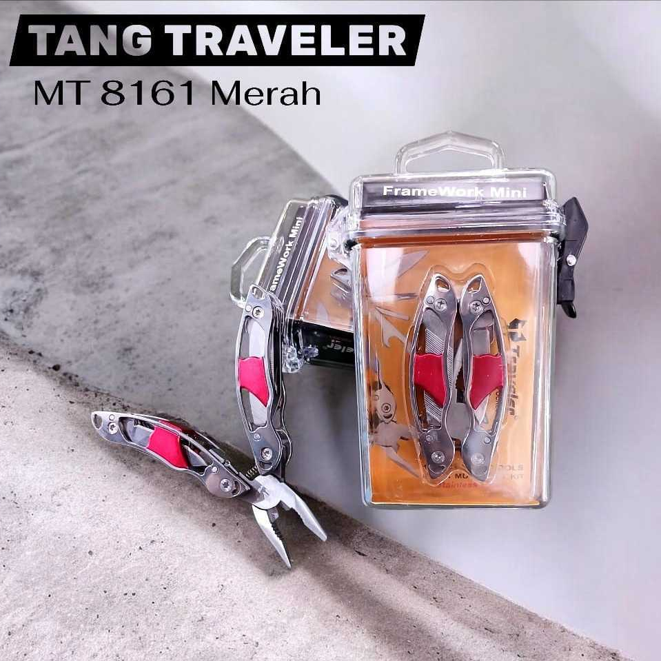 Tang Traveler Mini Multitool Lipat MT8161 Tang Serbaguna Portable Stainless Steel EDC Camping Surviv