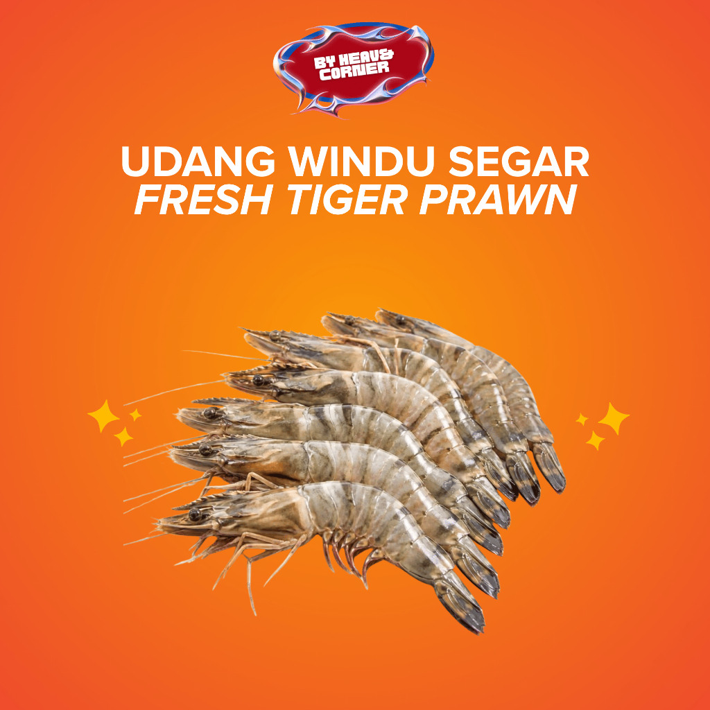 Udang Windu Segar Laut / Fresh Tiger Prawn Per 100g [Size 10 Super - Size 50]