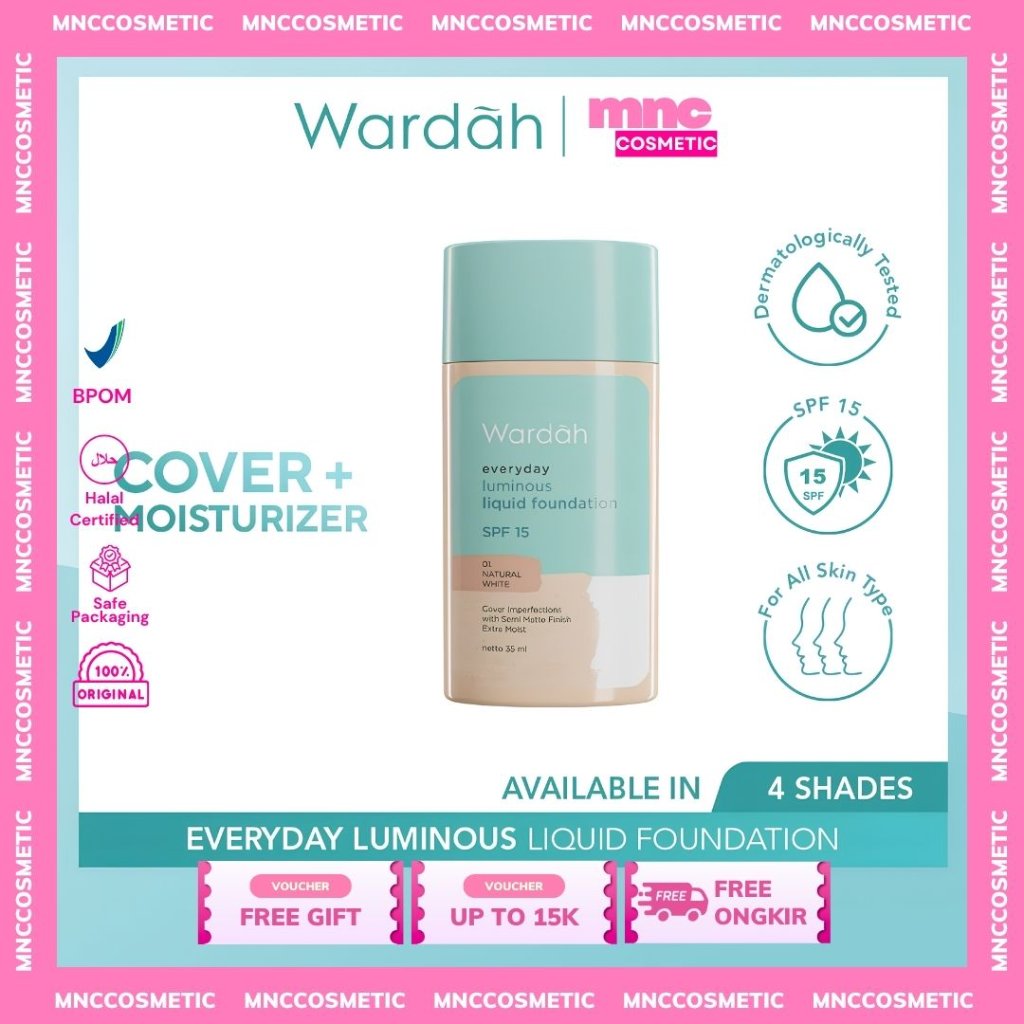 WARDAH - Everyday Luminous Liquid Foundation - Alas Bedak Cair Hasil Matte Natural | SPF 15