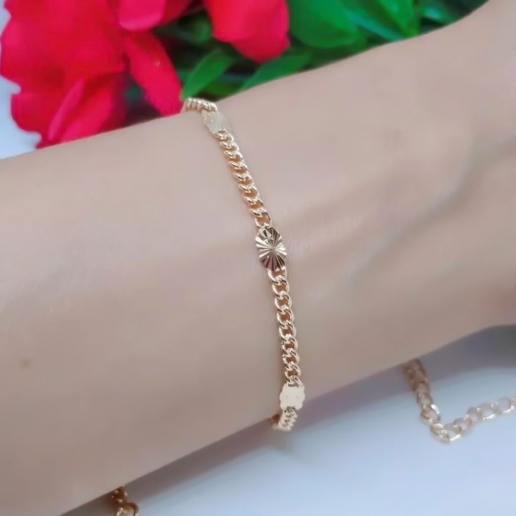 Gelang Titanium Rantai Pelat kecil Gold