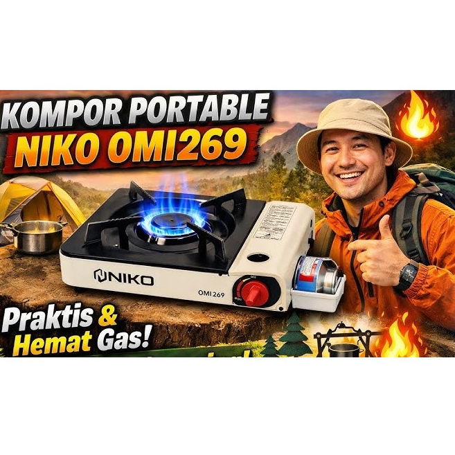KOMPOR PORTABLE STOVE NIKO OMI269 OMI 269 SATU 1 Tungku Single burner berbahan aluminium Bahan Bodi 