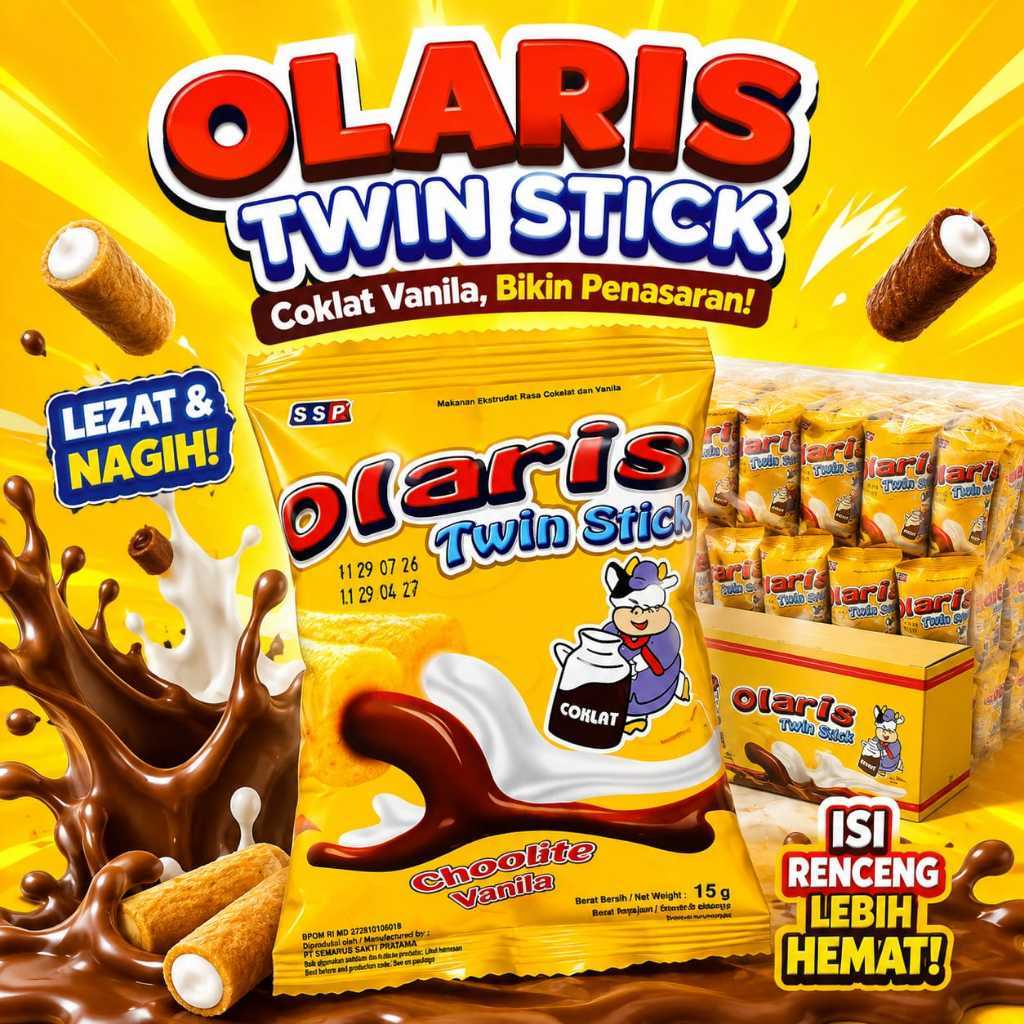 OLARIS Twin Stick Coklat Vanila 15g Isi 10 Pcs | Snack Stick Jajanan Sekolah