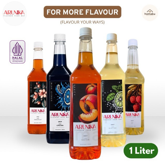 Sirup Arunika 1 Liter Aneka Rasa untuk Kopi, Mocktail & Minuman Kekinian