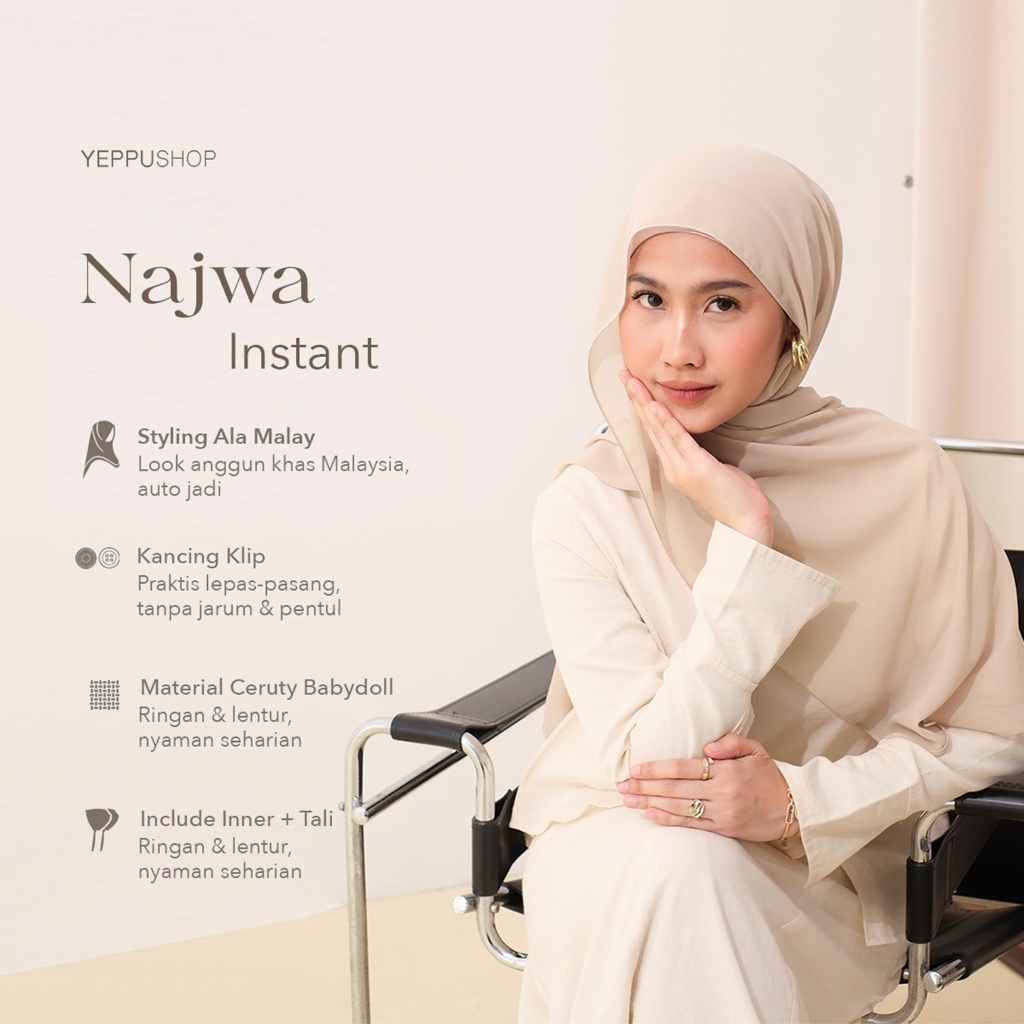 YEPPUSHOP - Najwa Oval Instant | Hijab Instant Terbaru Gaya Melayu Elegan Dengan Klip
