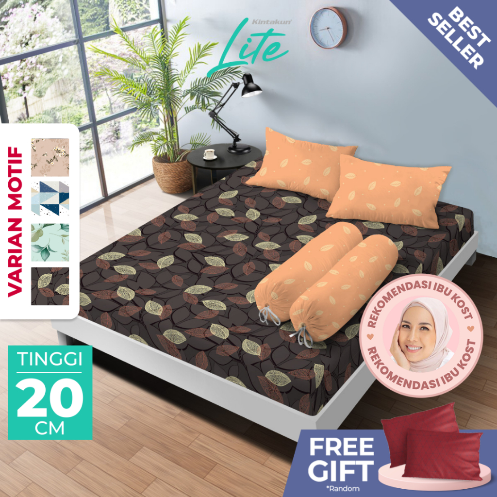 Kintakun Lite Sprei Set 180x200 King FItted T20 Fitted Motif Bunga Minimalis Aesthetic 5in1