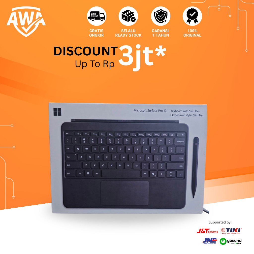 Microsoft Surface Pro 12 Inch Keyboard / Type Cover Keyboard With Slim Pen
