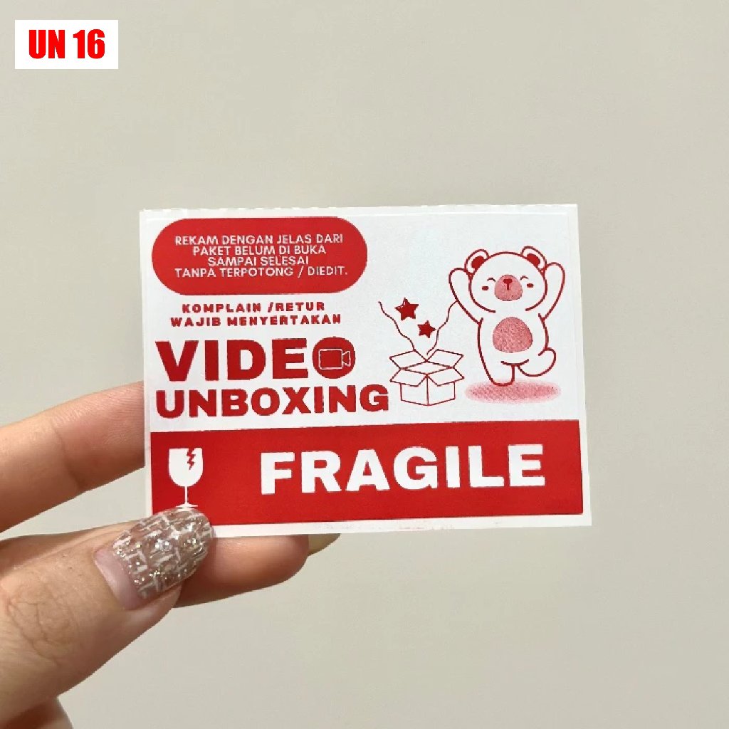 STICKER LABEL FRAGILE UNBOXING BEAR