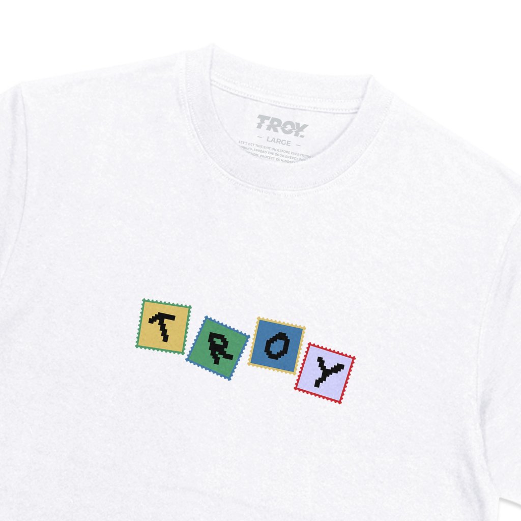 Troy Company T-Shirt White Pixel Tiles -  Kaos Pria Lengan Pendek Putih MTD 3686
