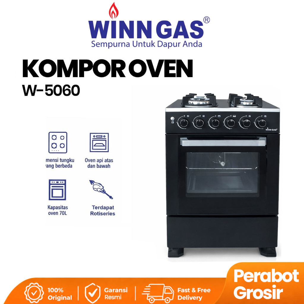 Winn Gas Kompor Gas Free Standing 4 tungku + Oven W 5060A