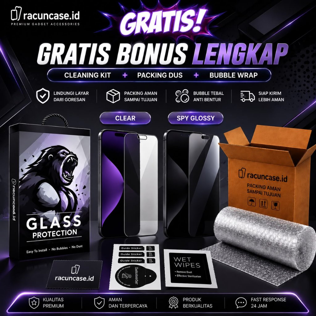 (Poniless Bagian Kamera Bolong) Tempered Glass Privasi/Bening Auto Align Anti Gagal Screen Protector