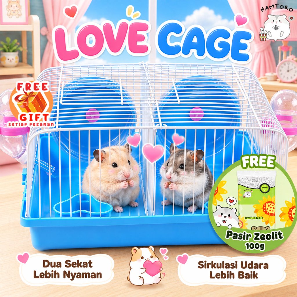Hamtoro Love Cage Kandang Double untuk Hamster Kawin