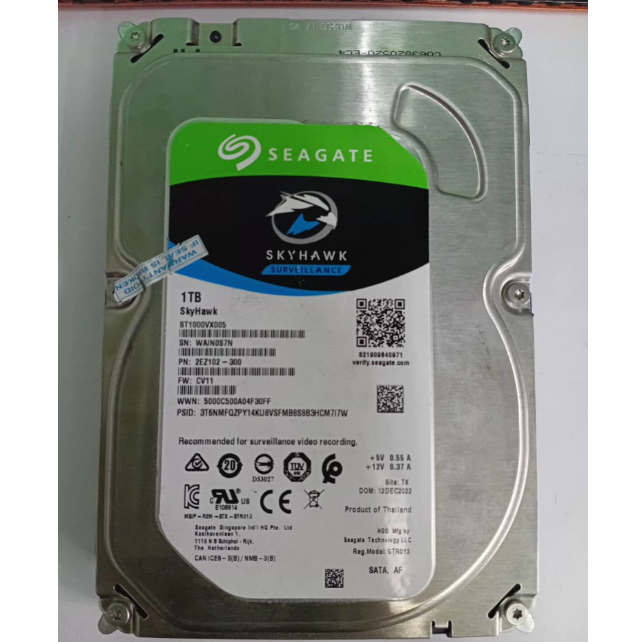 HARDDISK HDD 3.5 INCH PC SEAGATE 1TB 1000GB SKYHAWK ST1000VX005 SN WAIN0S7N SATA STANDAR TEBAL (RUSA