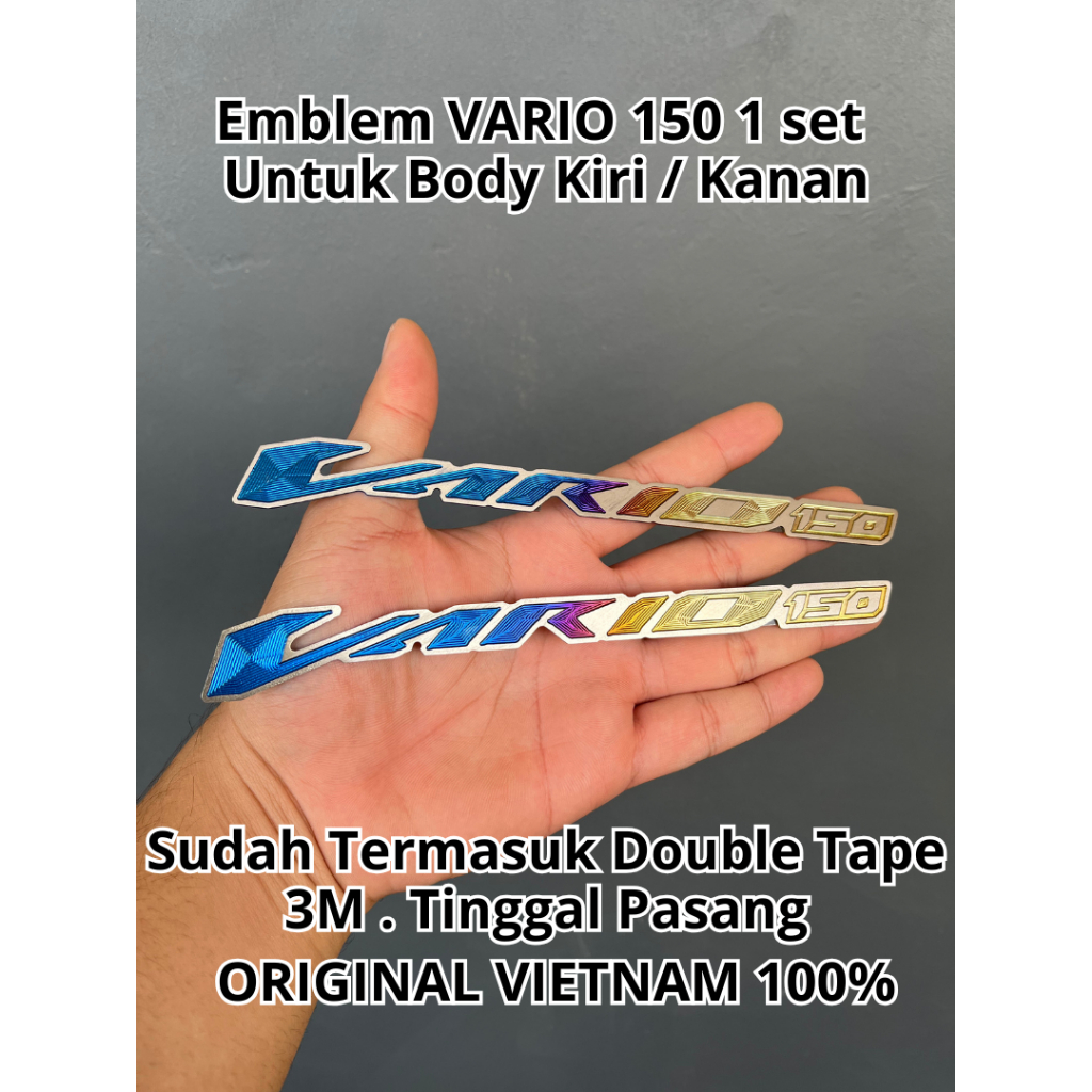 Set Emblem Titanium VARIO 150 ( isi 2 pcs untuk body kiri / kanan ) Original Vietnam Gr 5  Yr Speed 