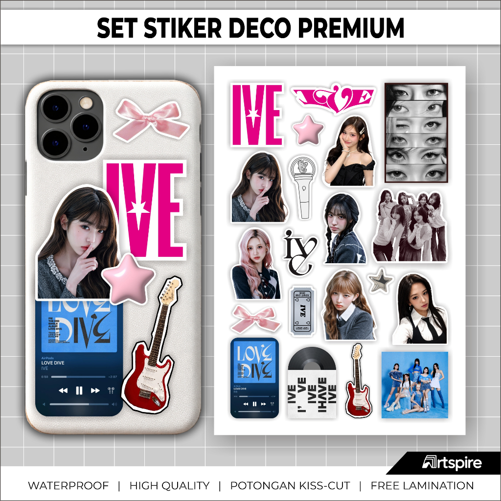 Stiker Kpop IVE Aesthetic Waterproof Vinyl Premium Glossy/Doff Cocok Untuk Helm Laptop Casing HP Dia