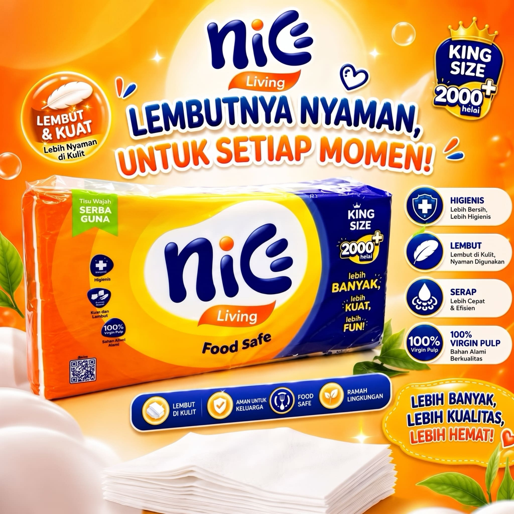 Tissue Tisu wajah nice 2000 Helai / 2000+ helai ( 1000 gram ) Tisu Serbaguna Tisu Bayi