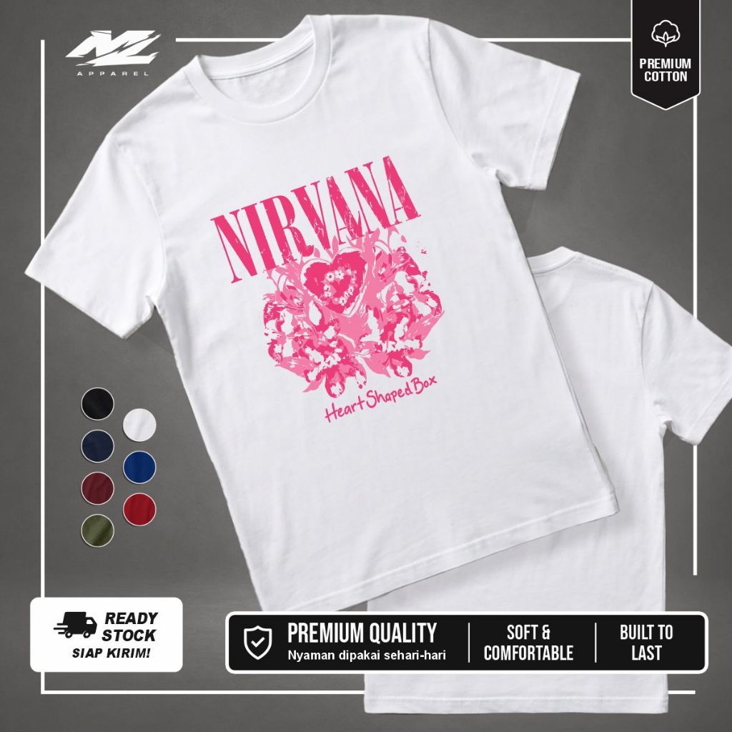 Kaos Nirvana Heart Shaped Box Vintage T-Shirt Band Rock Cowok Cewek Oversize Premium Baju Distro Mus