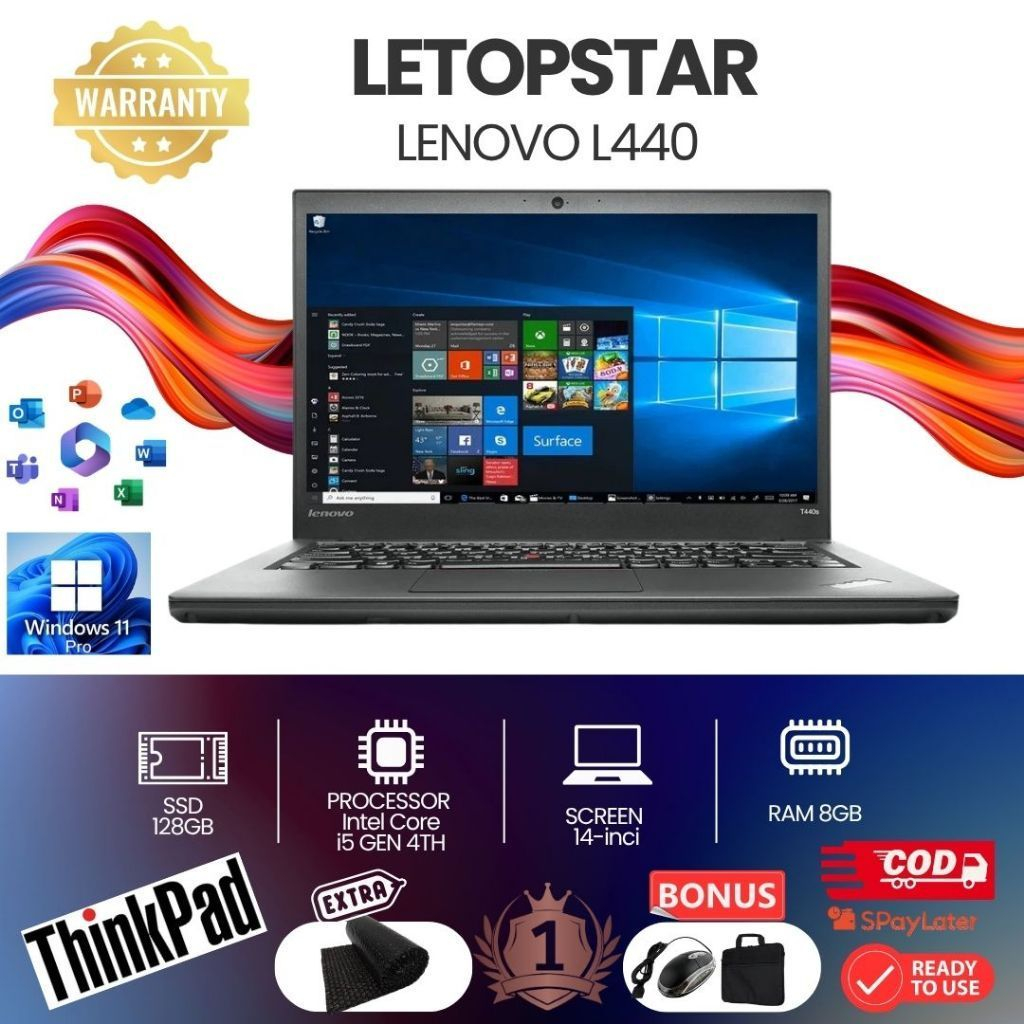 LAPTOP LENOVO THINKPAD L440 T410i T420 T430 T440 RAM 8GB SSD 128  FREE TAS + MOUSE BERGARANSI