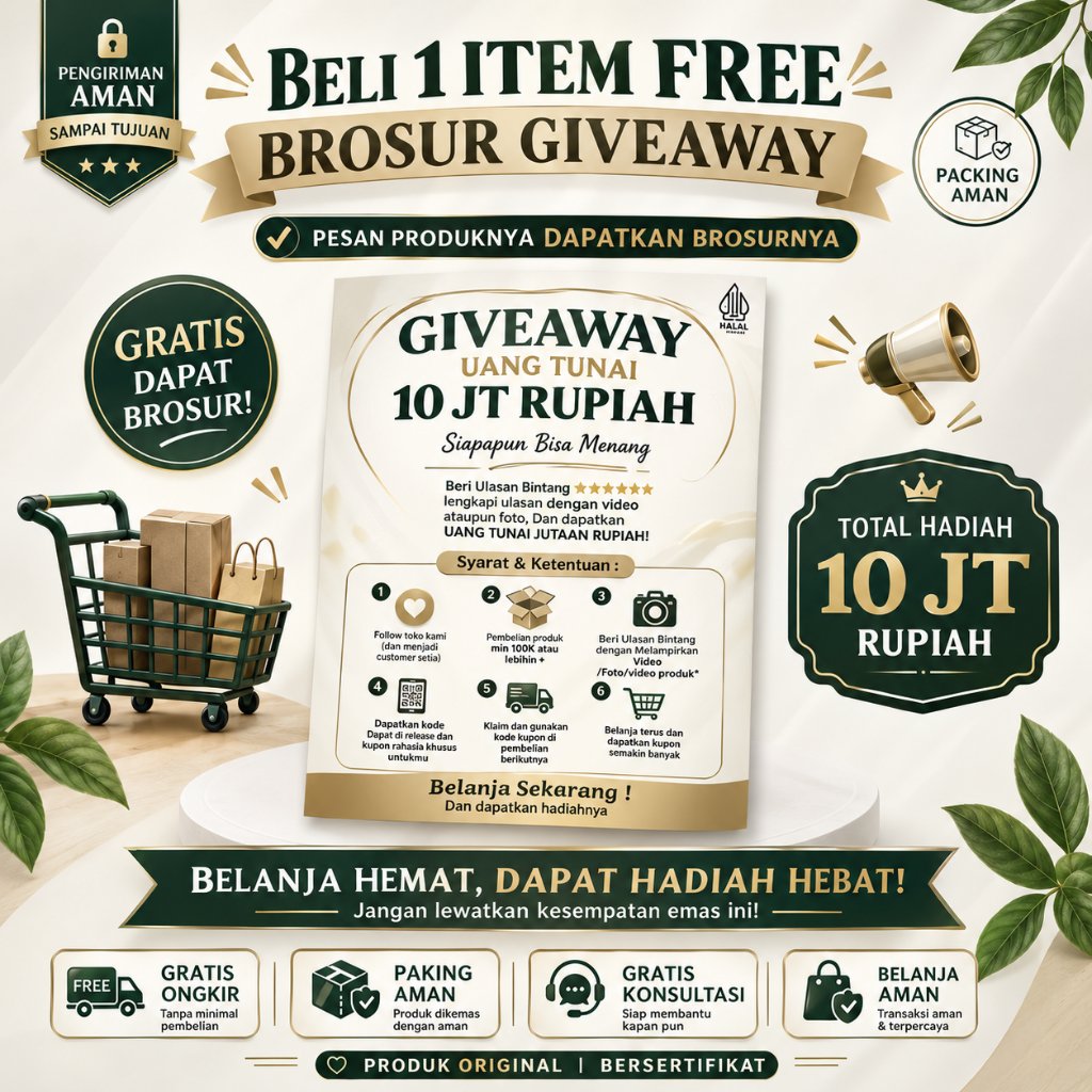Free Brosur Give Away Undian Uang Tunai 10 Juta Setiap Pembelian Produk KurmaQu GMJ - Herbalaulshop