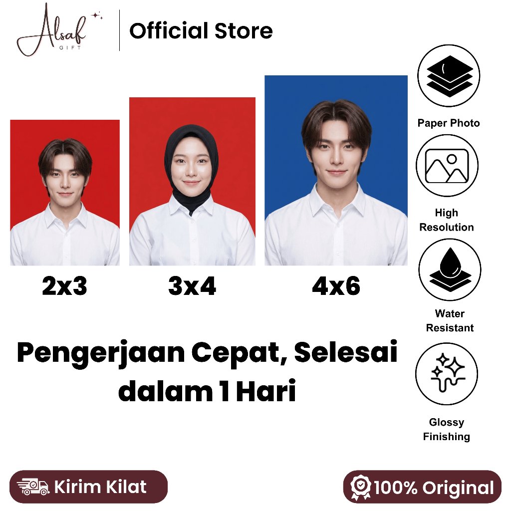 [INSTANT] Cetak Pas Foto Paket 2x3 3x4 4x6 Free Edit Background / Pasfoto Ijazah KUA Lamaran Kerja