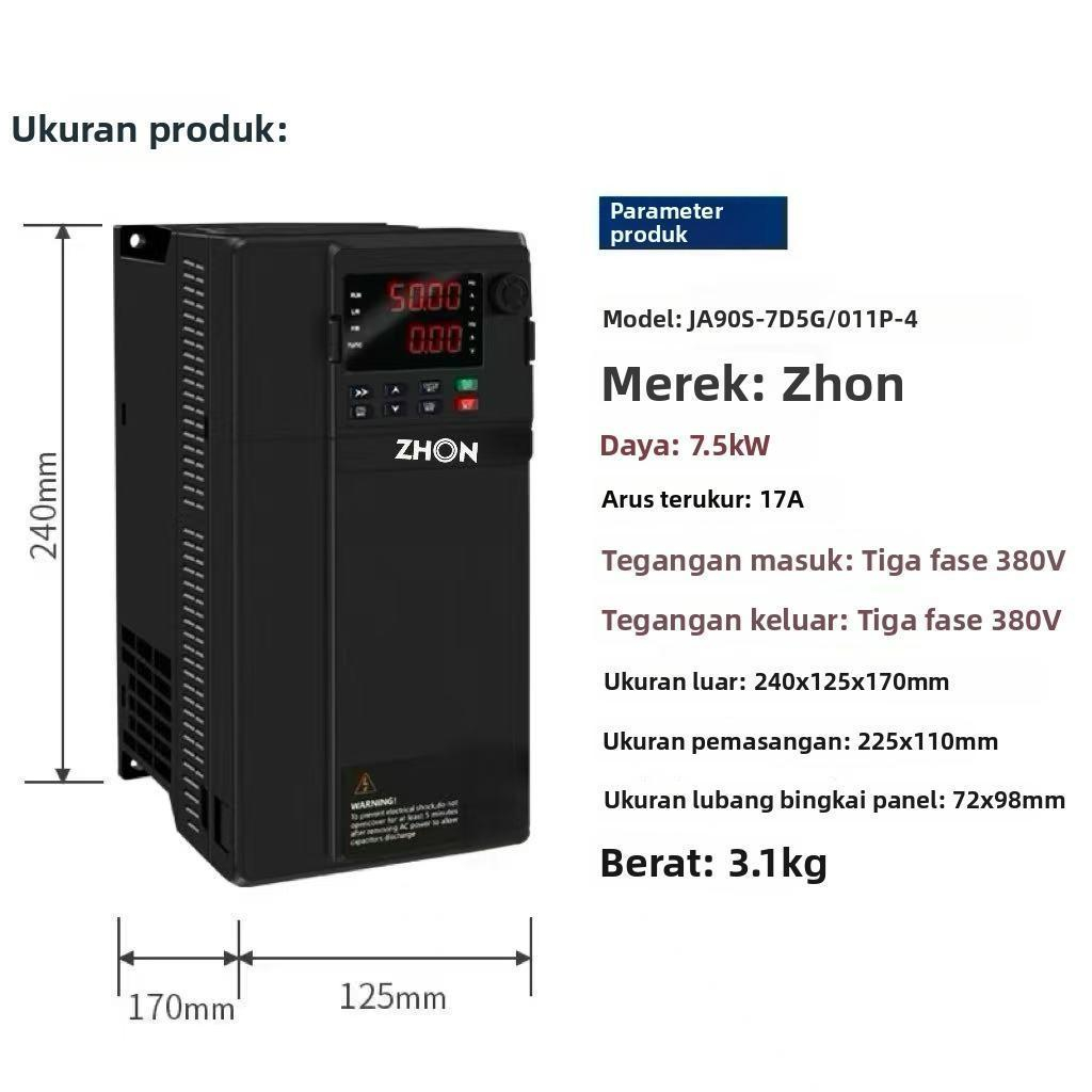 Inverter VFD  ZHON 7,5KW IN 380V-OUT 380V
