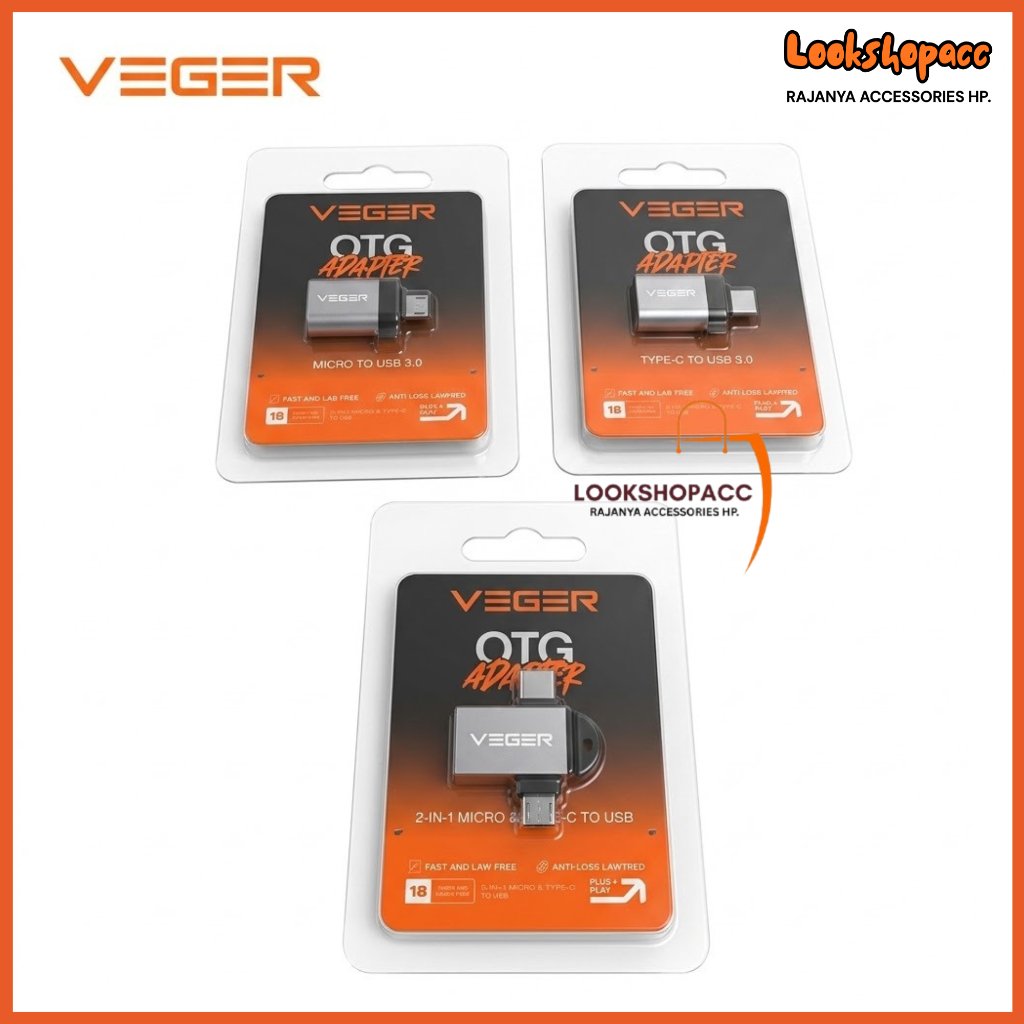 VEGER OTG Micro 2.0/Type-C 3.0/OTG Adapter 2 IN 1 Type C & Micro/OTG Adapter USB 3.0 To Type-C
