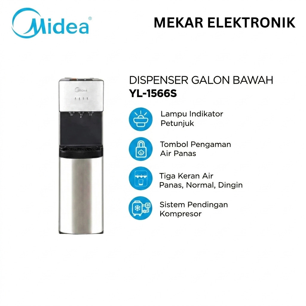 Midea Water Dispenser YL1566S / YL-1566S / Dispenser Galon Bawah