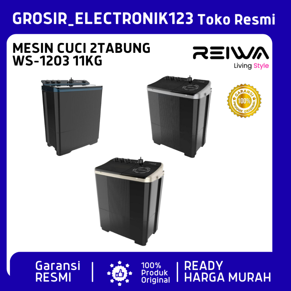 Mesin Cuci Reiwa 2 Tabung 11 Kg WS-1203 Reiwa WS 1203 FYGR/PNBL/CESV