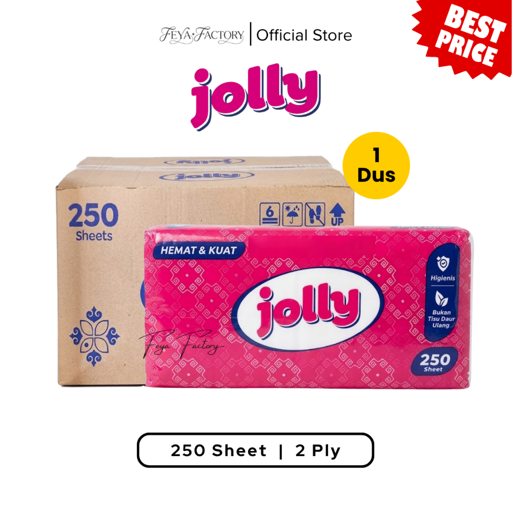 [1 DUS] 48 Pack Tisu Jolly 250 Sheet 2-Ply | Jolly Facial Tissue 250 Sheet 2-Ply