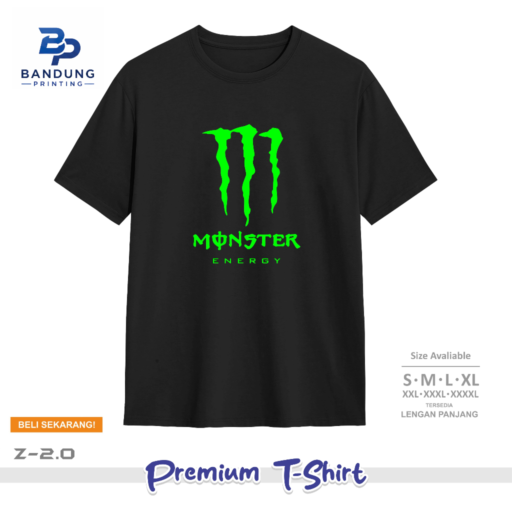 Baju Kaos MonsterEnergi FrontBack T-Shirt pria wanita kaos Monster Energy