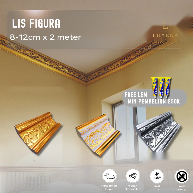 Lis Pigura PVC 8-12cm x 2 Meter - List Figura Plafon Frame Dinding Dekorasi Elegan
