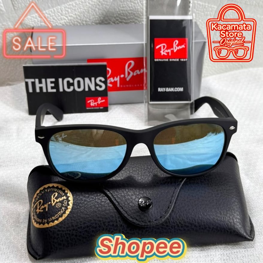 Kacamata Rayban New Wayfarer RB2132 Blue Doff Lens Kaca