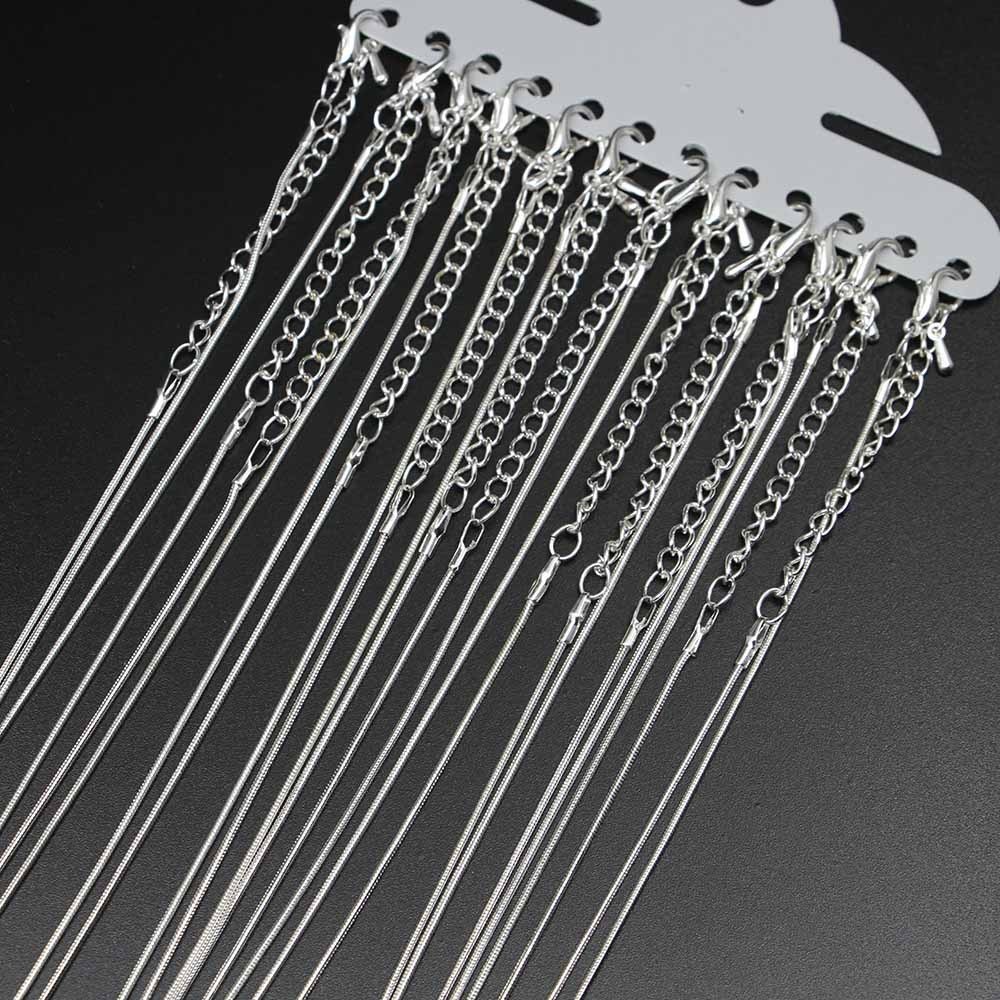 Paket 12 Kalung Rantai Ular Perak Mengkilap 2mm 40+5cm Rantai Extension DIY Aksesoris Perhiasan Wani