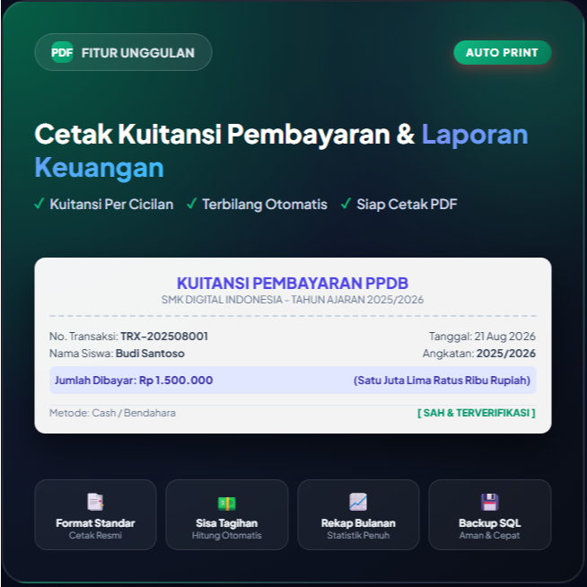 [FULL SOURCE CODE] Aplikasi Web Pembayaran PPDB & Keuangan Sekolah Full PHP MySQL (Siap Pakai & Lapo