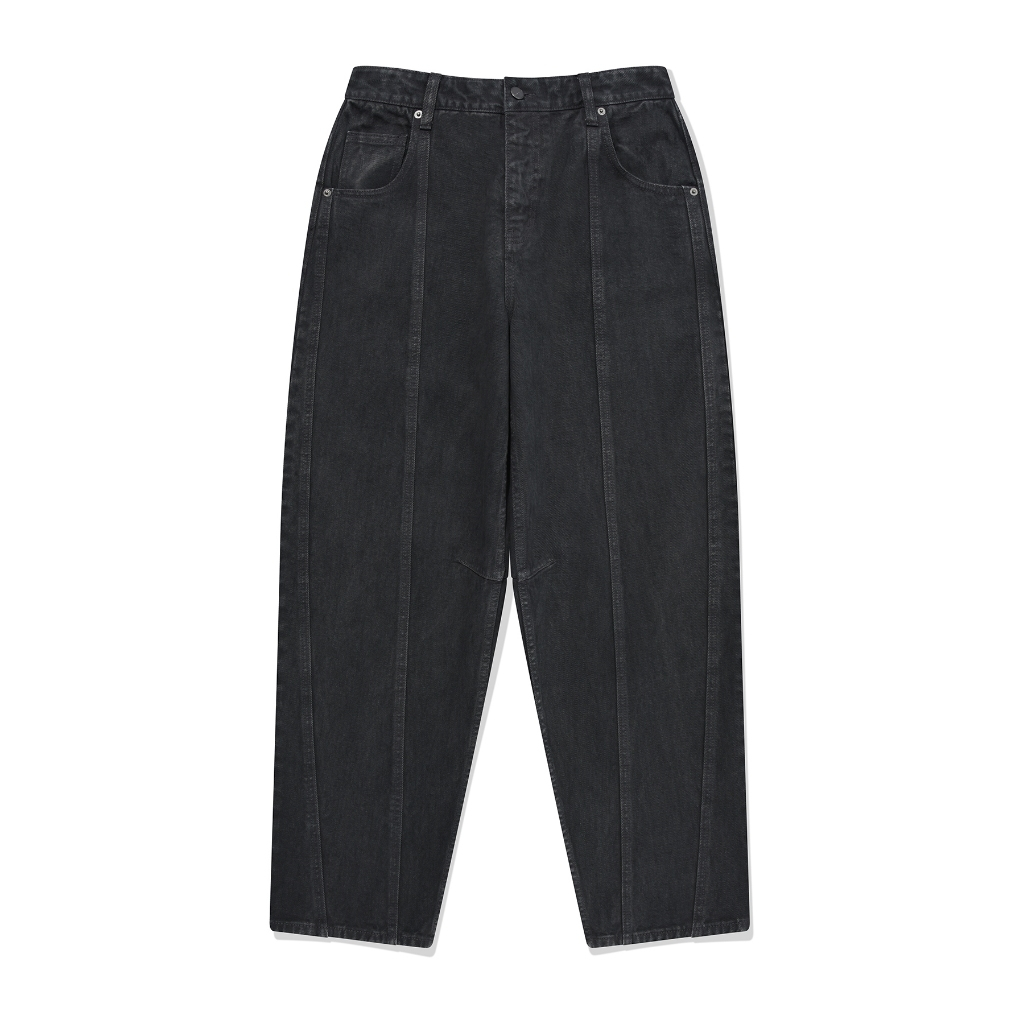 [FALLETT] PIGMENT CURVED PANTS BLACK Celana Panjang Fashion Korea