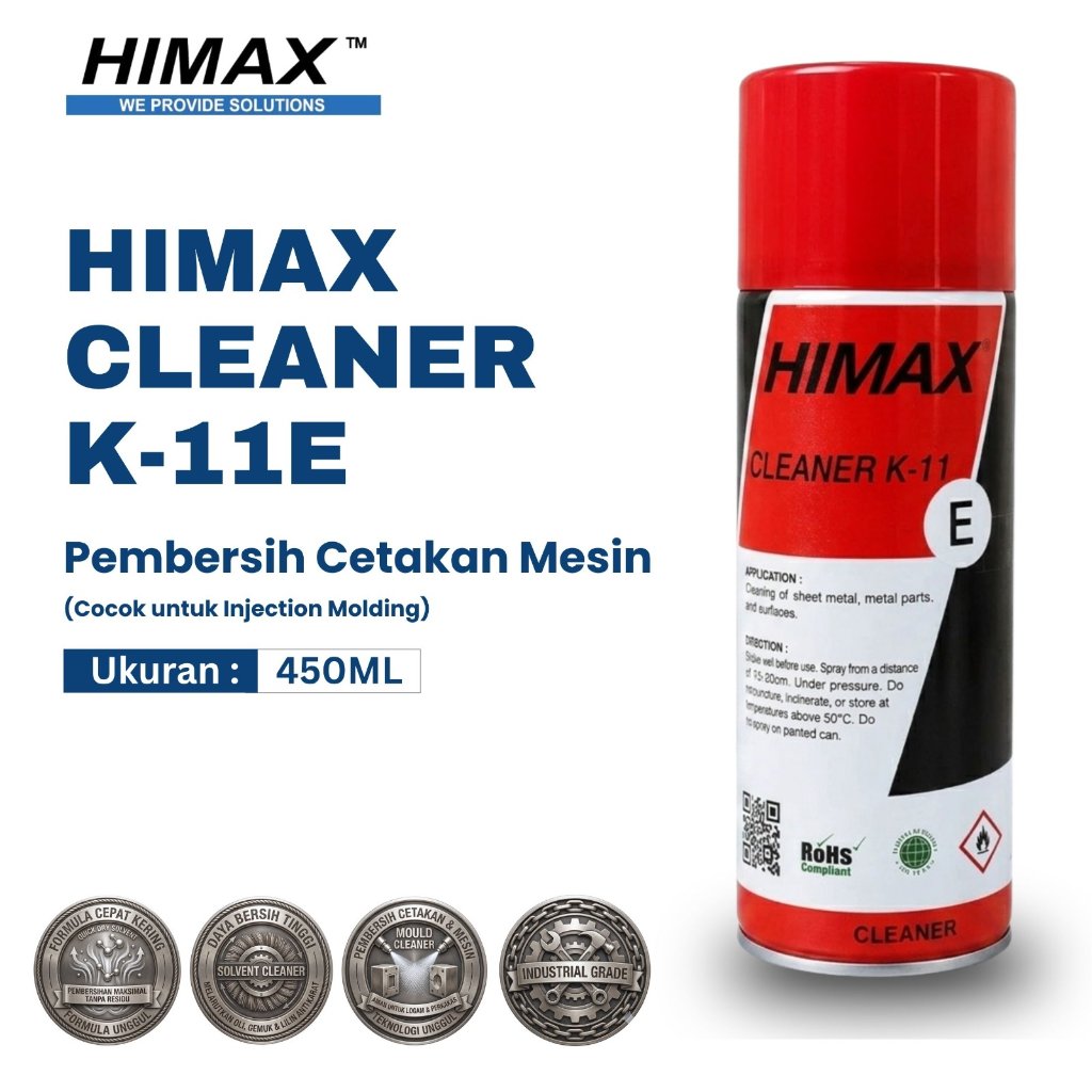 Himax Cleaner K-11 E Multipurpose Cleaner Spray 450ml Penghilang Oli, Gemuk & Noda Membandel Cepat K