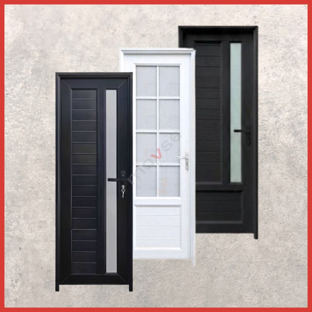 Pintu Icepol IC-009 - Pintu UPVC 70x200 cm Hitam/Putih