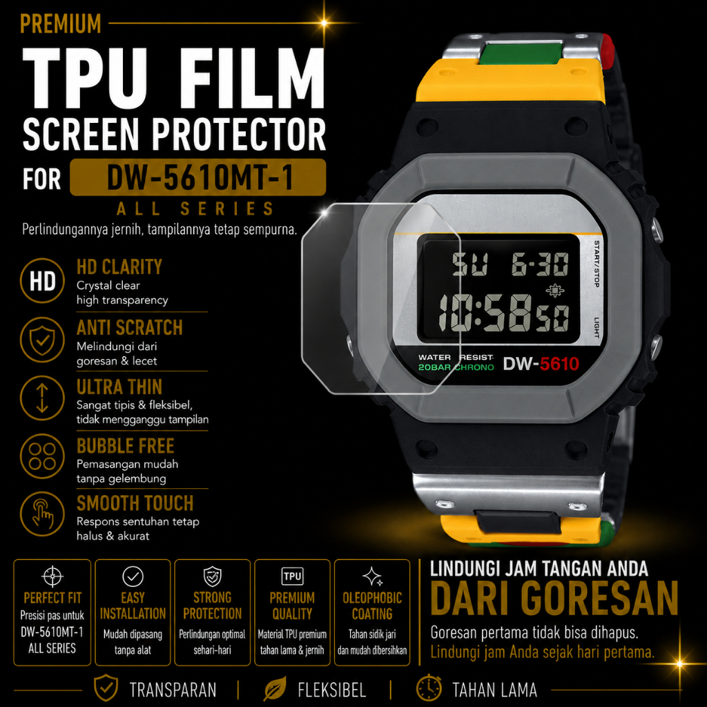 Anti Gores G-Shock DW-5610 DW5610 Screen Protector Pelindung Kaca Jam Tangan