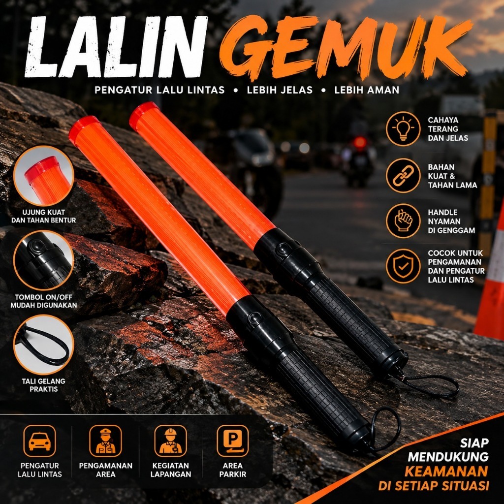 Lampu Lalu lintas Parkir/ Lalu Lintas Security/Senter Lalin/Lalin  Parkir/ Senter Lalu Lintas Pakai 