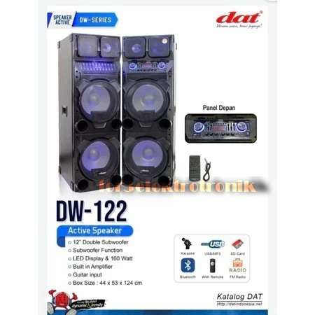 DAT DW 122 DW-122 DW122 Spiker Speker Speaker Aktif Passive Pasif 12 inch Double Subwoofer Bluetooth