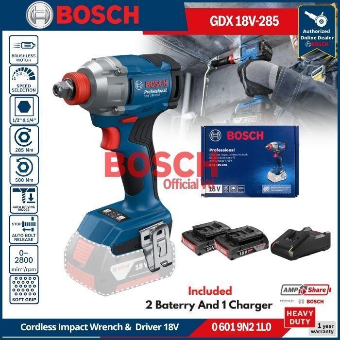 BOSCH GDX 18V-285 Mesin Pembuka Baut Cordless Brushless Impact Wrench & Impact Driver 18V