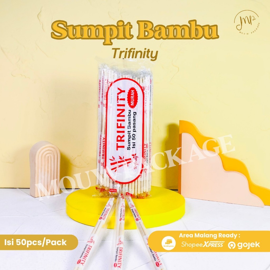 SUMPIT BAMBU TRIFINITY / SUMPIT KAYU / SUMPIT ISI 50PCS FOODGRADE