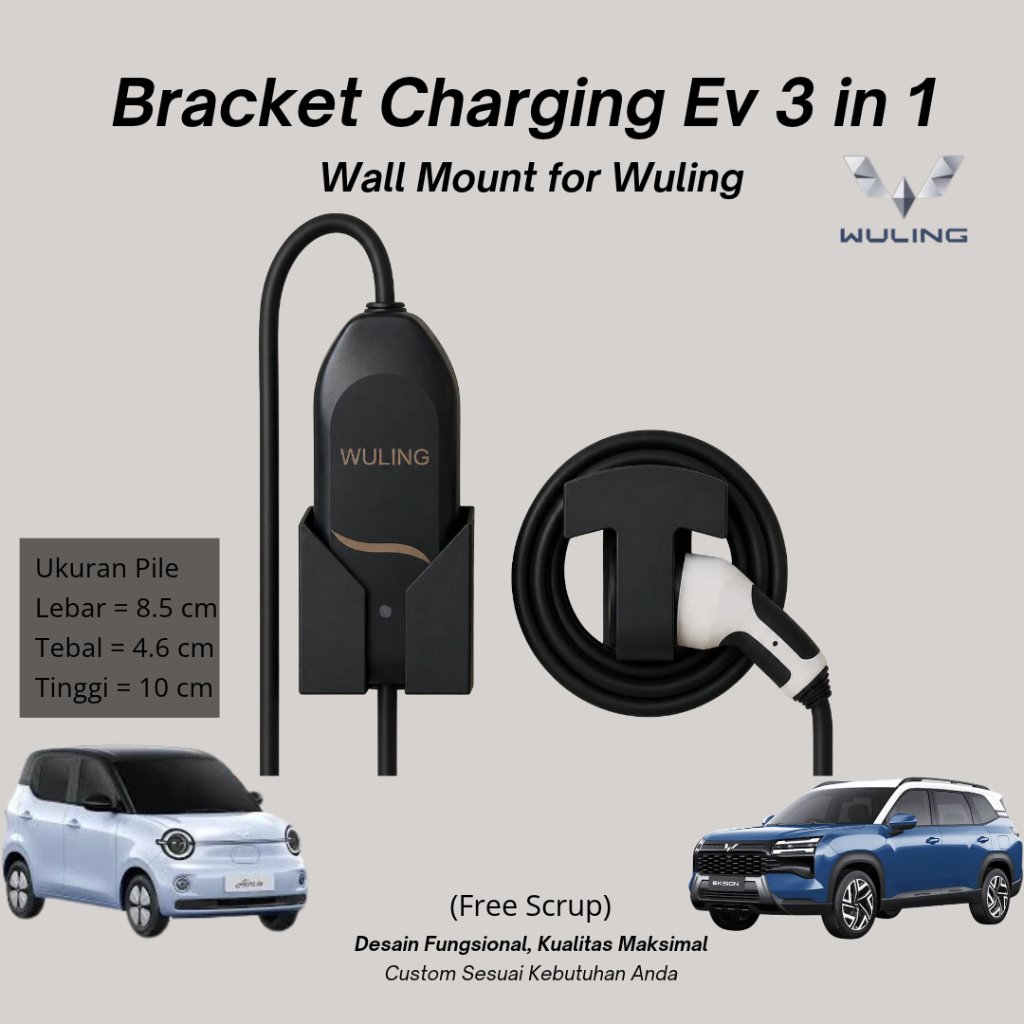 Bracket Portable Charger EV 3 in 1 | Bundling Pile dan Holder | Holder Charger & Cable Organizer unt