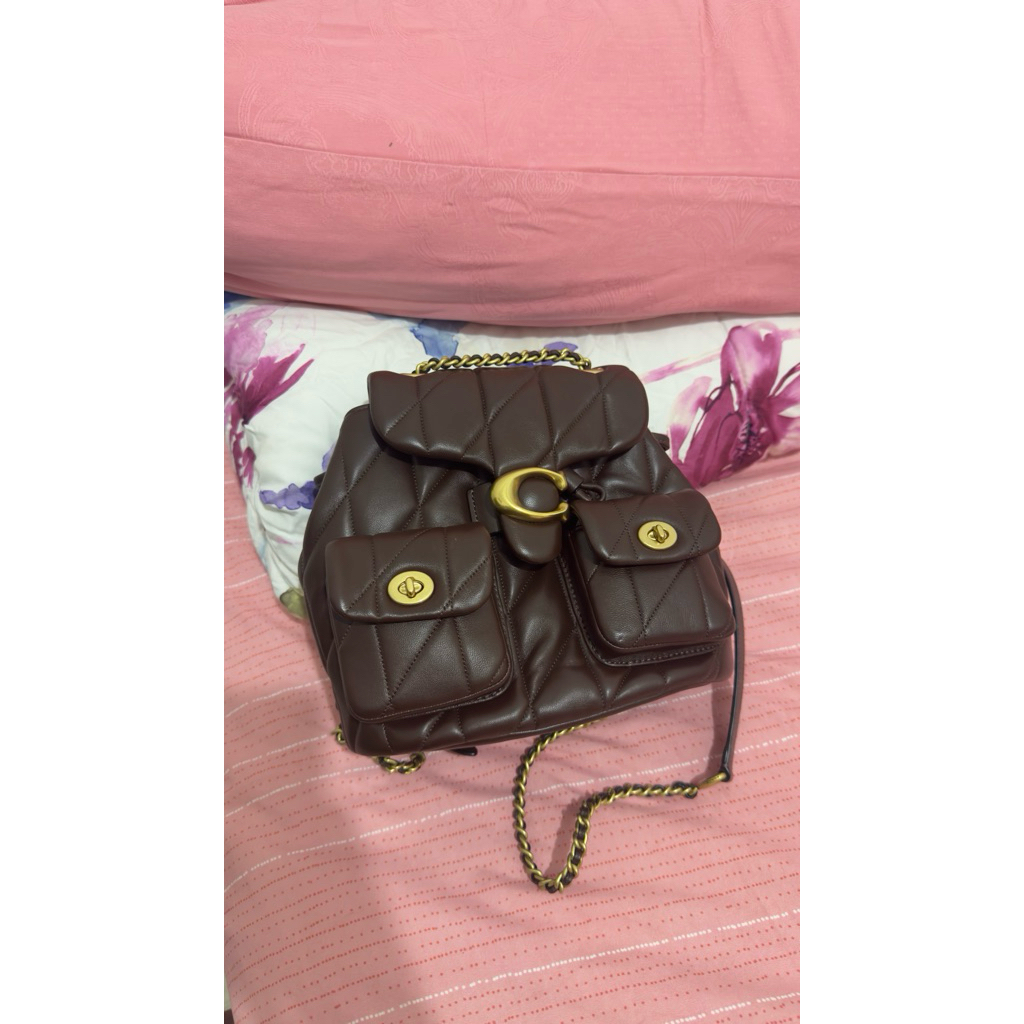 PRELOVED Coach Tabby Quilted Backpack Maple Authentic