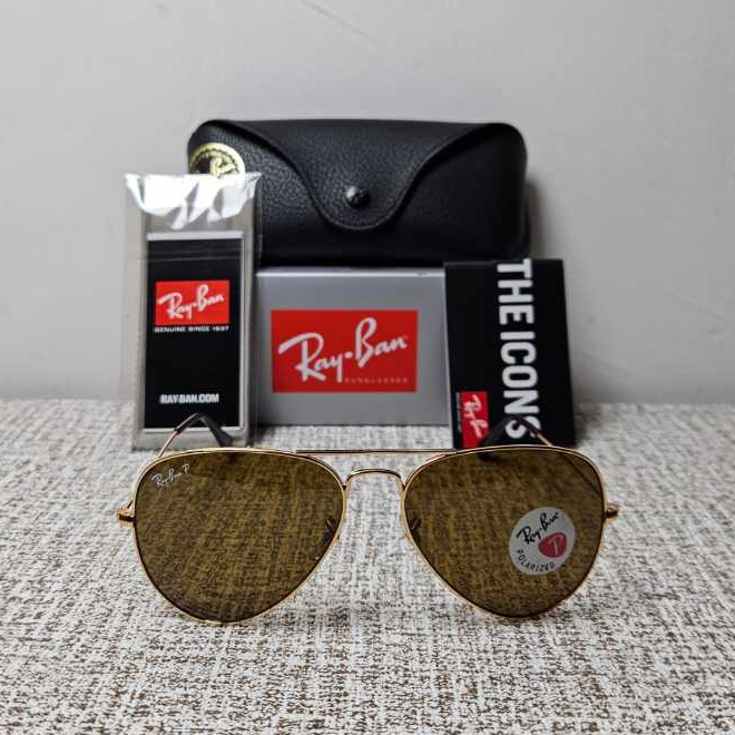 Kacamata Rayban Aviator RB3025 001/57 Gold Lens Brown Polarized Original