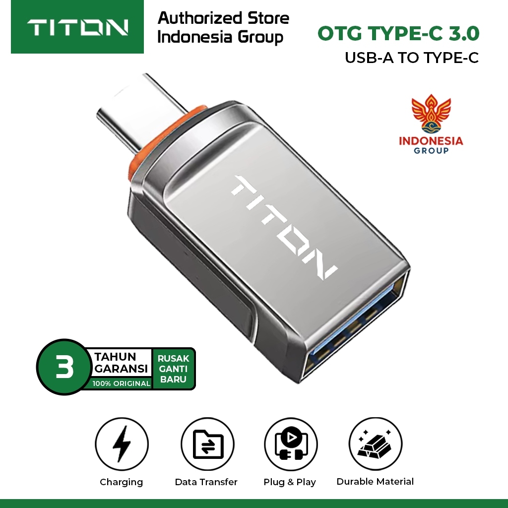 IG JKT TITON OTG Type C Converter USB-A to USB-C 3.0 Fast Charging Data Transfer Flashdisk Connector