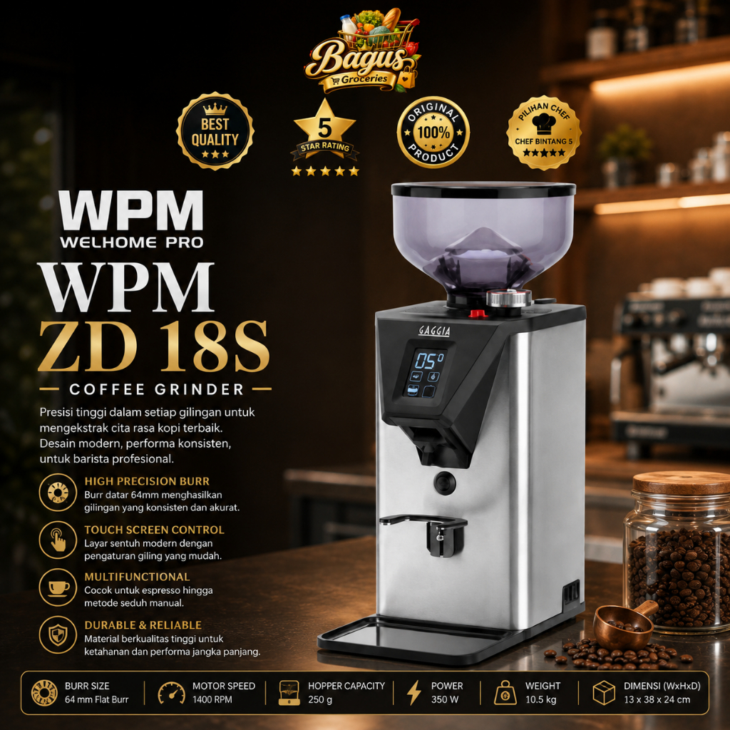 Coffee Grinder WPM (WELHOME PRO) Type ZD 18 S+ - ZD 170D mesin penggiling biji kopi