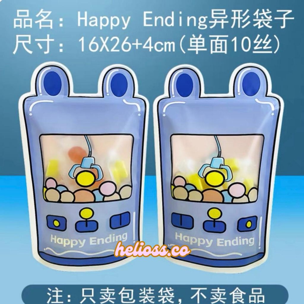 POUCH ZIPPER BESAR MOTIF MESIN CAPIT HAPPY ENDING ZIPPER KLIP PLASTIK KLIP POUCH MESIN CAPIT CLAW MA