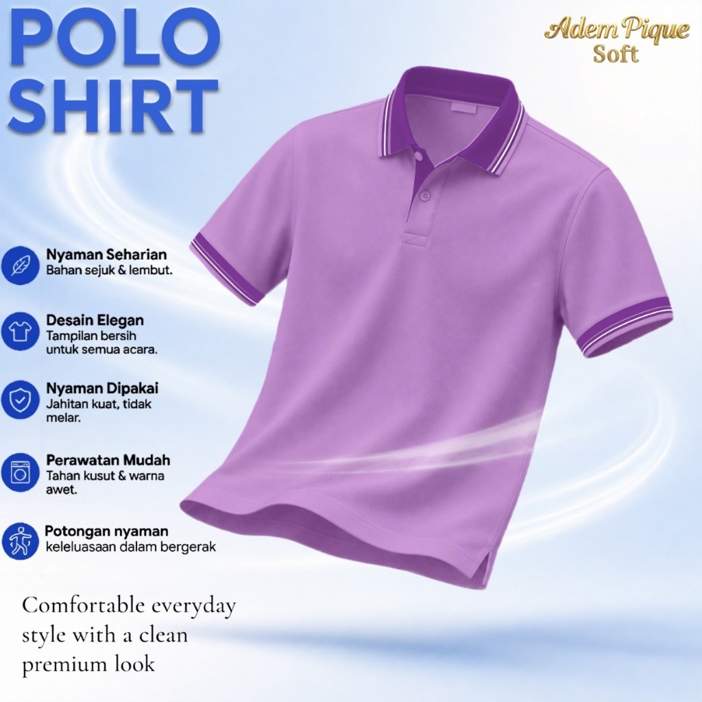 Kisetsu - Baju Kaos Kerah - Cowok & Cewek Ungu Muda Kerah Ungu Tua Lengan pendek Regular Uk S-XXXL