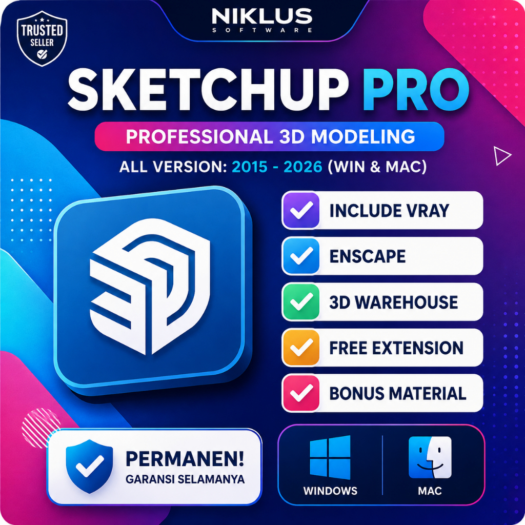 Sketchup Pro 2026 + Vray + Enscape Full Version Original Lifetime + Panduan Instalasi