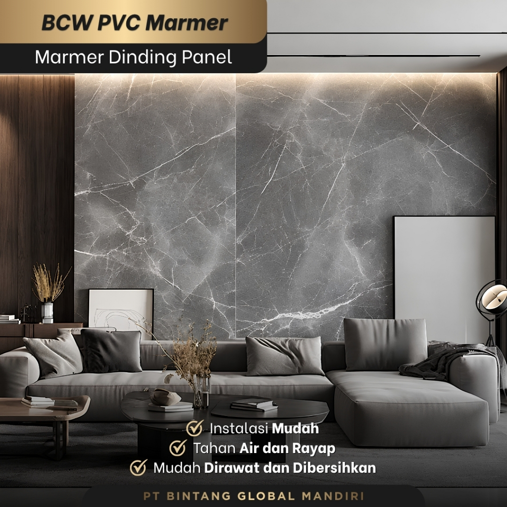 TBNS - BCW PVC Marmer Dinding Panel - Dekorasi Dinding - Marmer Panel PVC WallBoard Marmer Pvc 122 x